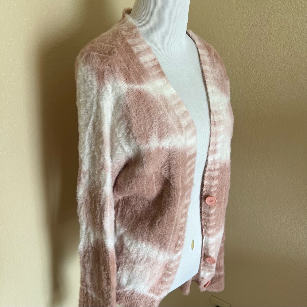 Fashion Nova Pink and White Cardigan Sweater